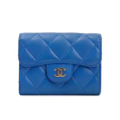 Chanel Blue Lambskin Leather Classic Flap Card Holder