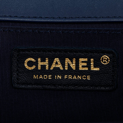 Chanel Blue Lambskin Leather Medium Boy Bag