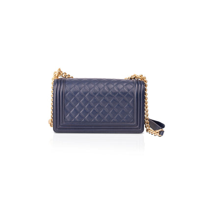 Chanel Blue Lambskin Medium Boy Bag