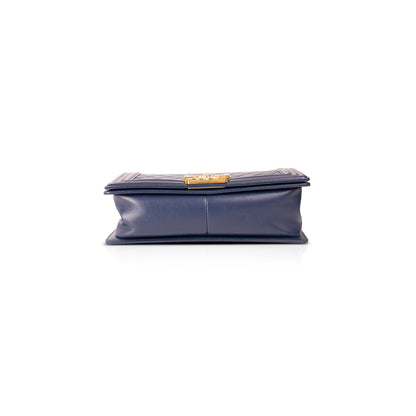 Chanel Blue Lambskin Medium Boy Bag