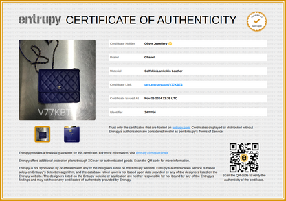 Chanel Blue Lambskin Quilted Square Wallet on Chain