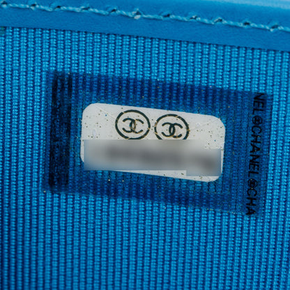 Chanel Blue Patent Leather Large Zip Around Organizer Wallet