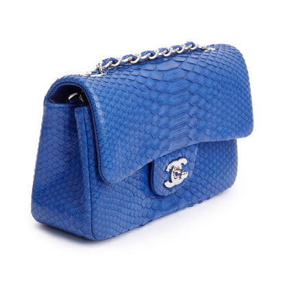 Chanel Blue Python Classic Mini Rectangular Flap Bag