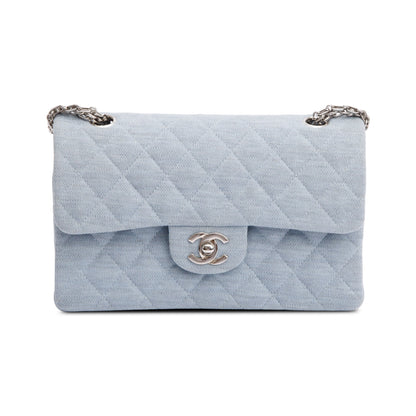 Chanel Blue Quilted Jersey Small Double Flap Bag
