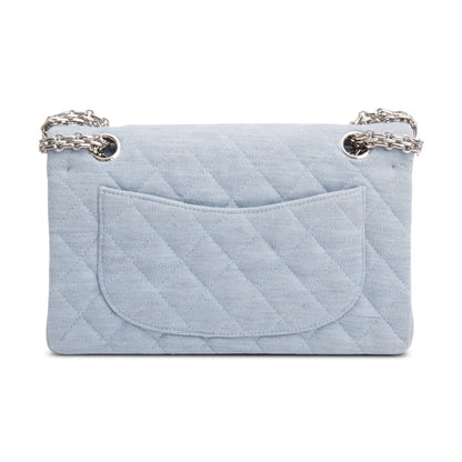 Chanel Blue Quilted Jersey Small Double Flap Bag