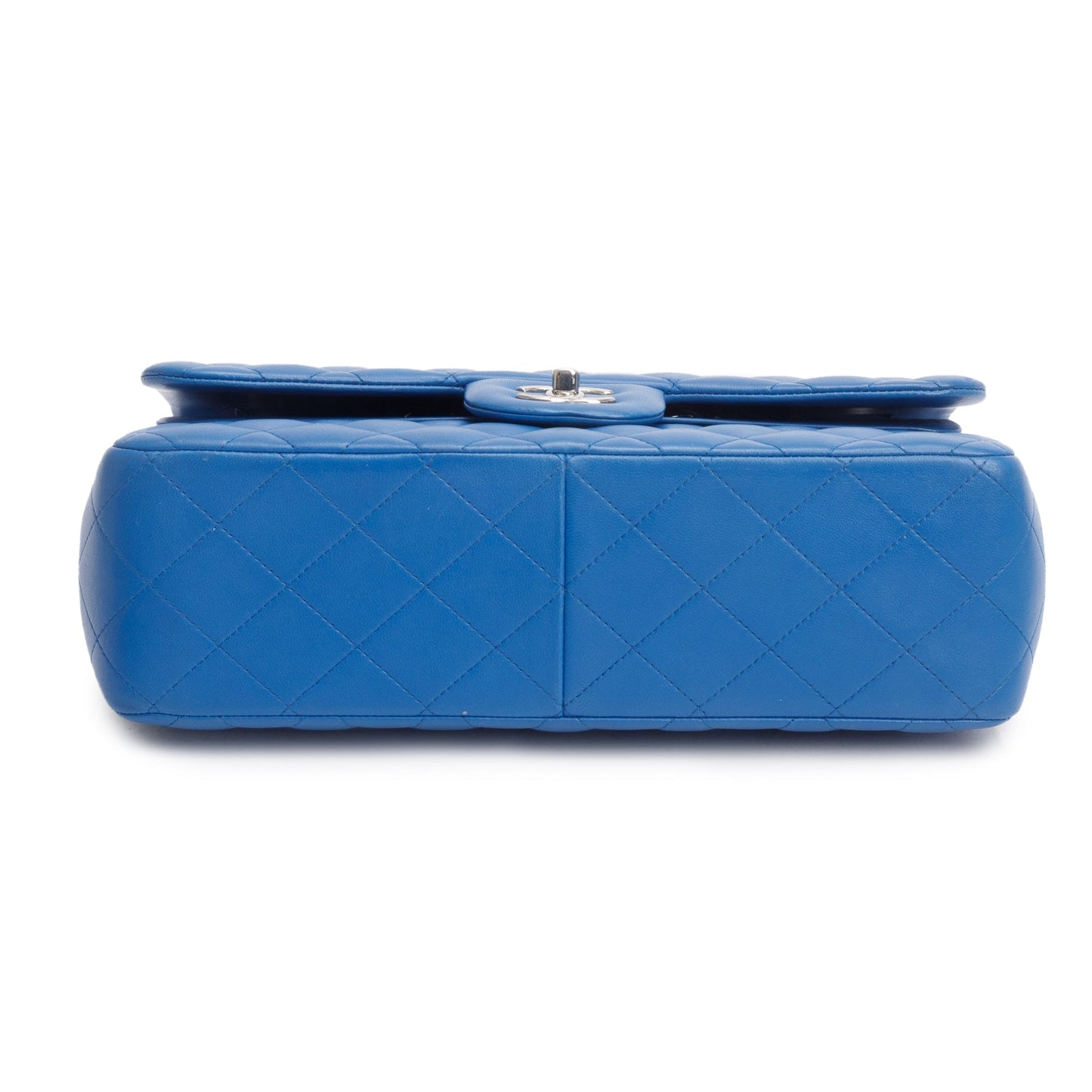 Chanel Blue Quilted Lambskin Leather Classic Jumbo Double Flap Bag