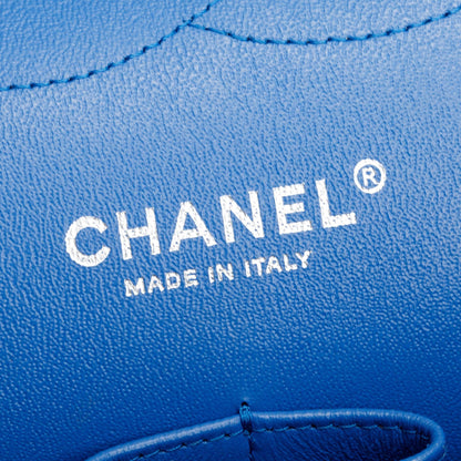 Chanel Blue Quilted Lambskin Leather Classic Jumbo Double Flap Bag