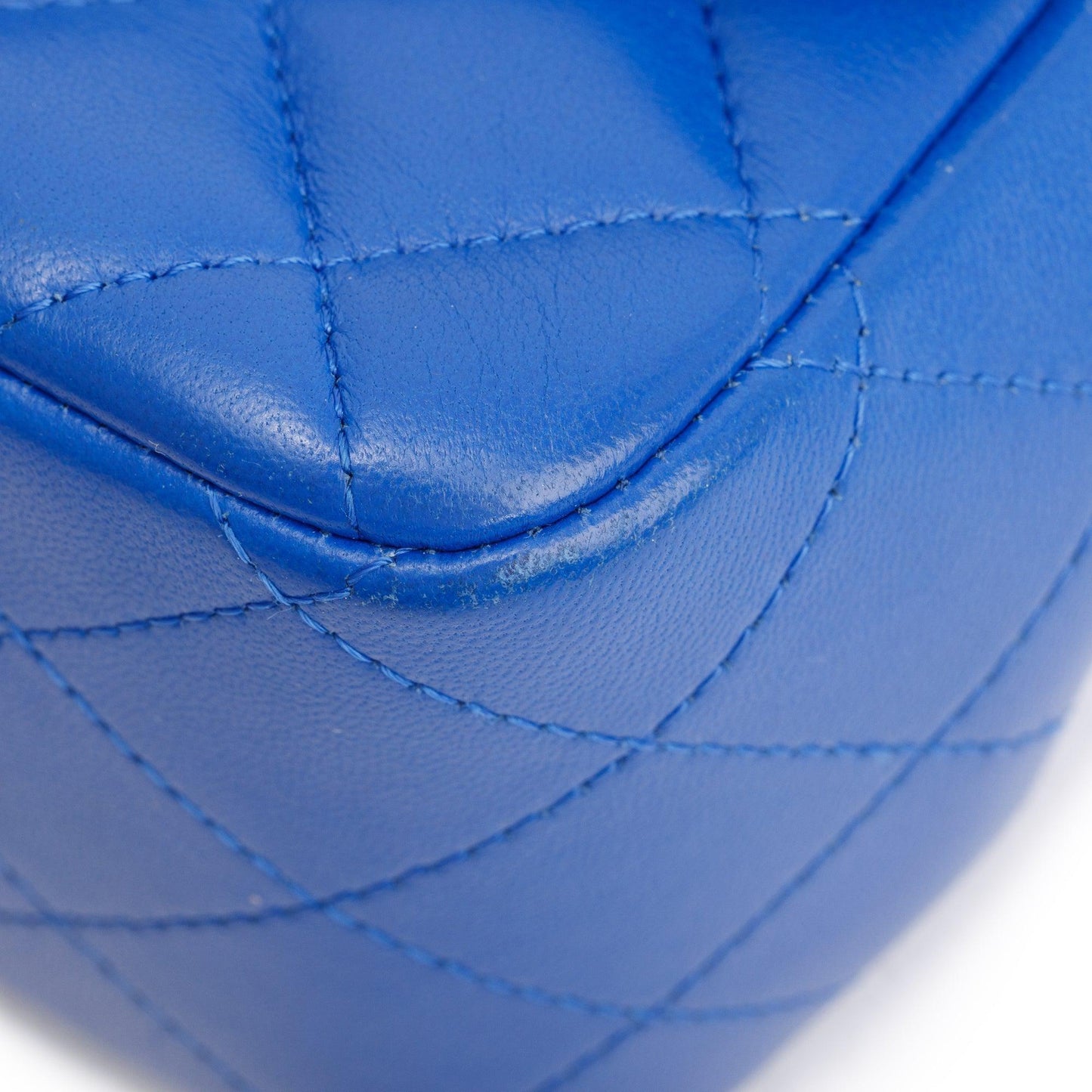 Chanel Blue Quilted Lambskin Leather Classic Square Mini Flap Bag