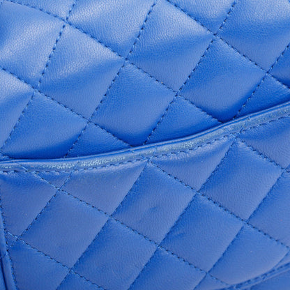 Chanel Blue Quilted Lambskin Leather Classic Square Mini Flap Bag