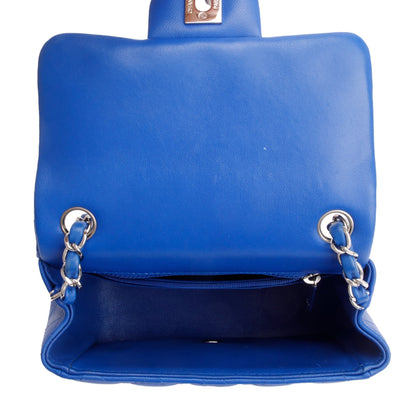 Chanel Blue Quilted Lambskin Leather Classic Square Mini Flap Bag
