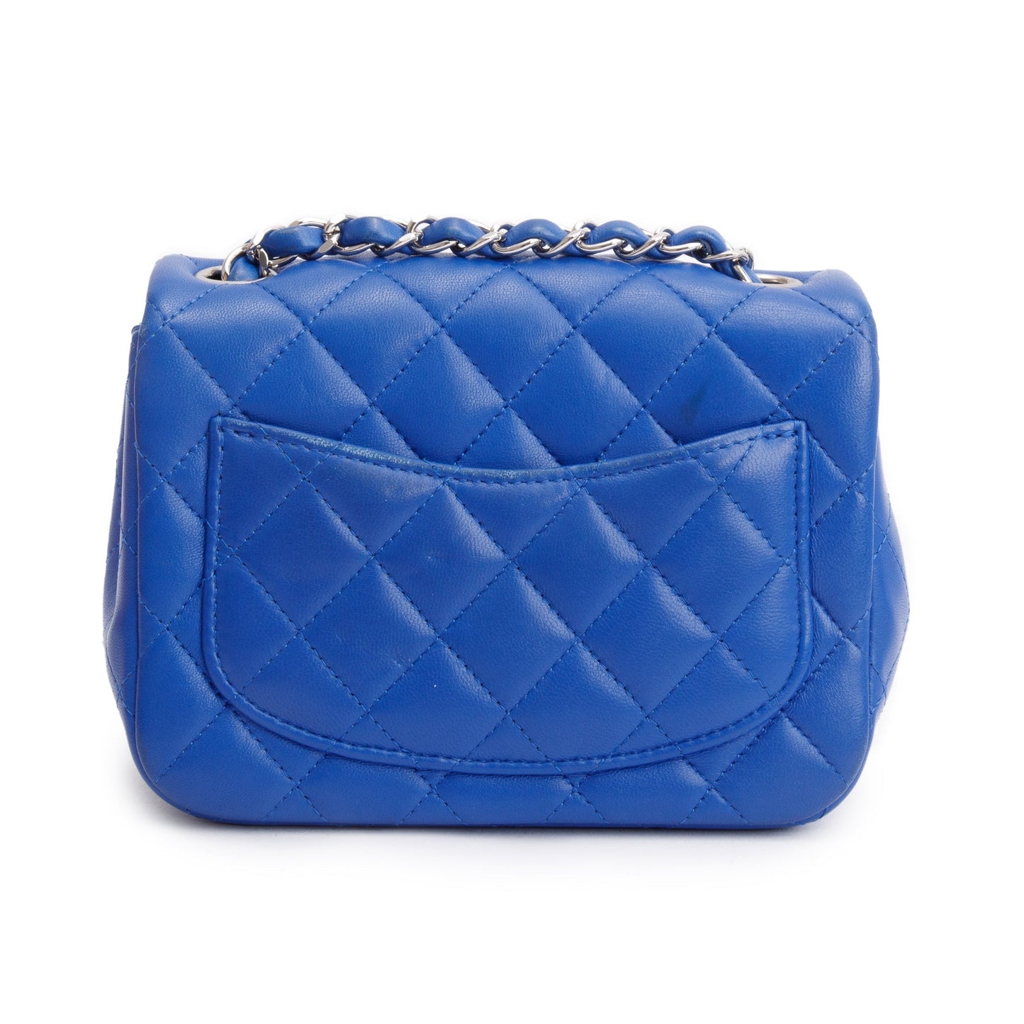 Chanel Blue Quilted Lambskin Leather Classic Square Mini Flap Bag