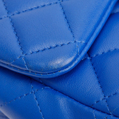 Chanel Blue Quilted Lambskin Leather Classic Square Mini Flap Bag