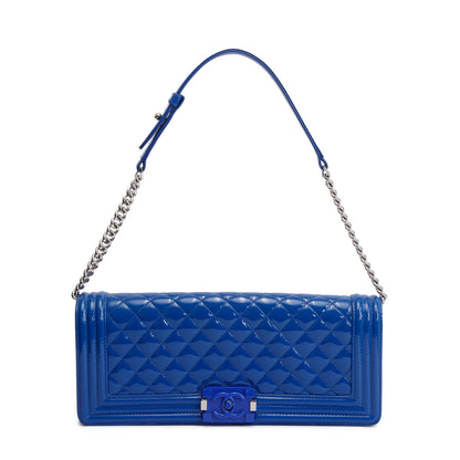 Chanel Blue Quilted Patent Leather Plexiglass Boy Convertible Bag