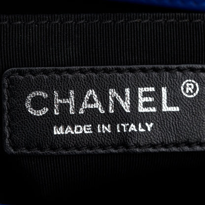 Chanel Blue Quilted Patent Leather Plexiglass Boy Convertible Bag