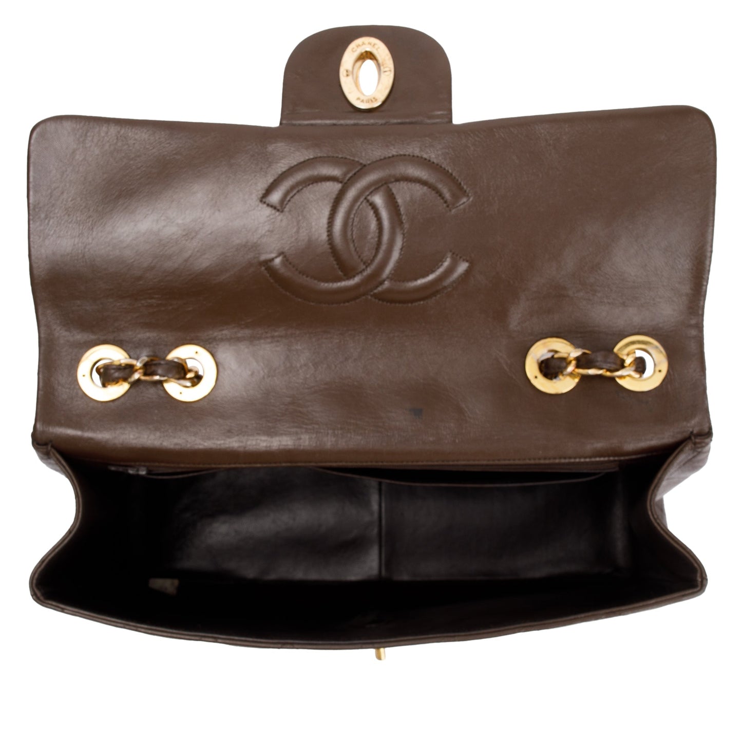 Chanel Brown Lambskin Leather Vintage Jumbo XL Single Flap Bag