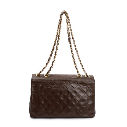 Chanel Brown Lambskin Leather Vintage Jumbo XL Single Flap Bag
