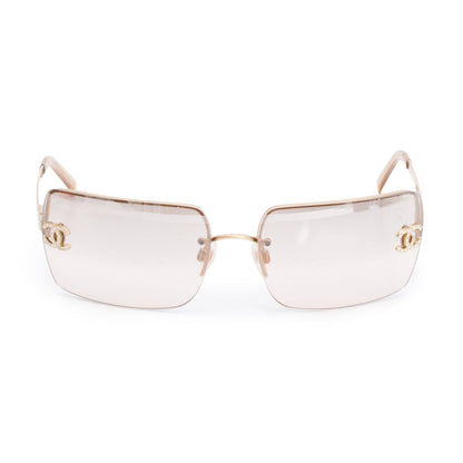 Chanel Brushed Gold-Tone Metal Frameless CC Logo Sunglasses 4092-B
