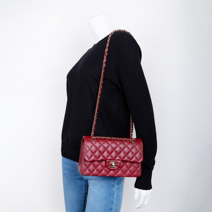 Chanel Burgundy Caviar Small Classic Double Flap Bag
