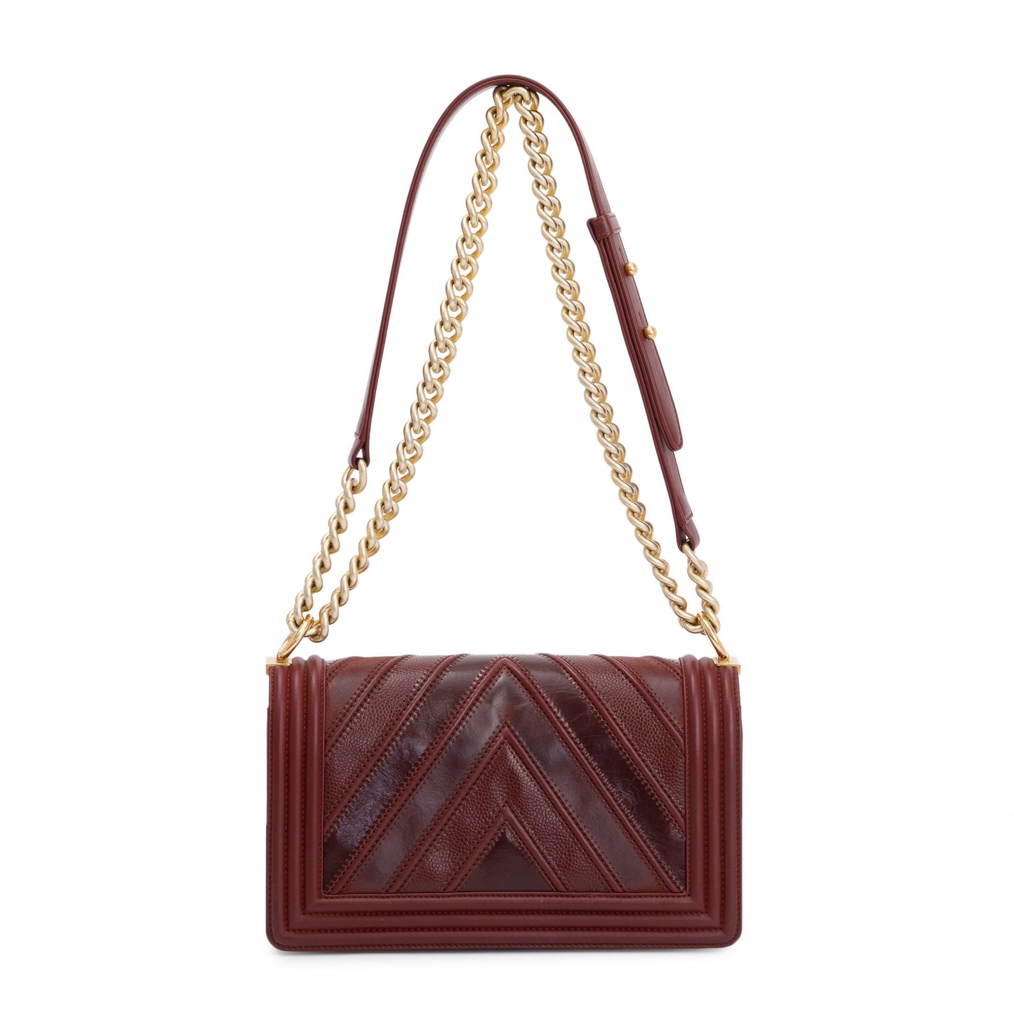 Chanel Burgundy Chevron Leather Medium Mix Boy Bag