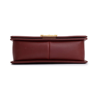 Chanel Burgundy Chevron Leather Medium Mix Boy Bag