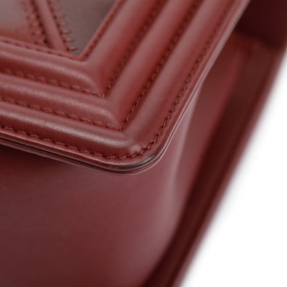 Chanel Burgundy Chevron Leather Medium Mix Boy Bag