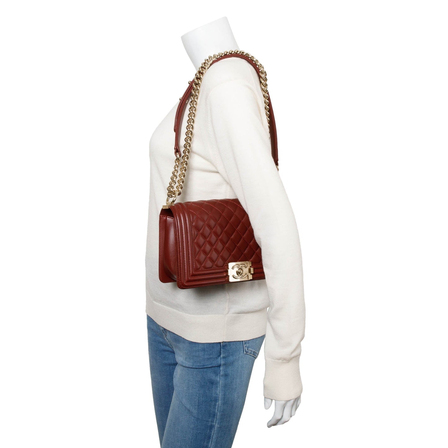 Chanel Burgundy Quilted Lambskin Medium Boy Bag