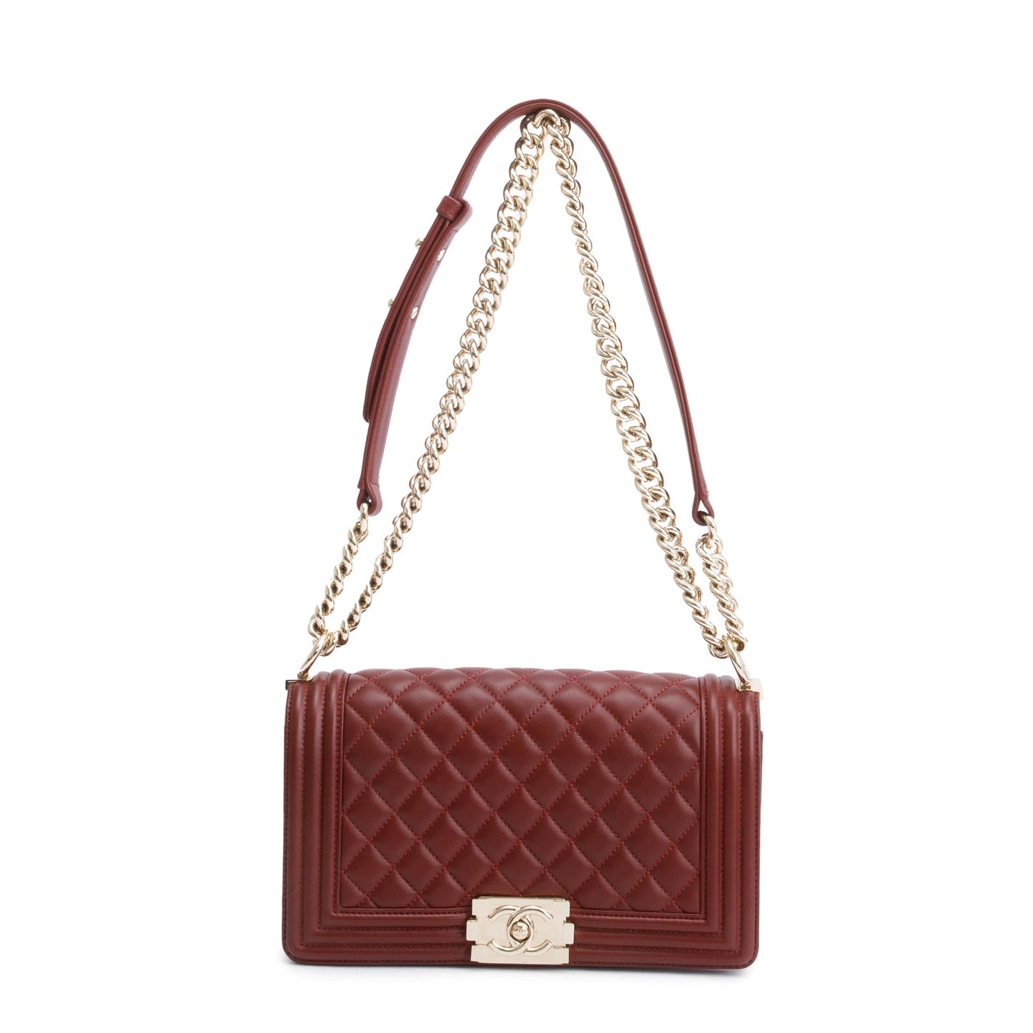 Chanel Burgundy Quilted Lambskin Medium Boy Bag