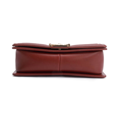 Chanel Burgundy Quilted Lambskin Medium Boy Bag