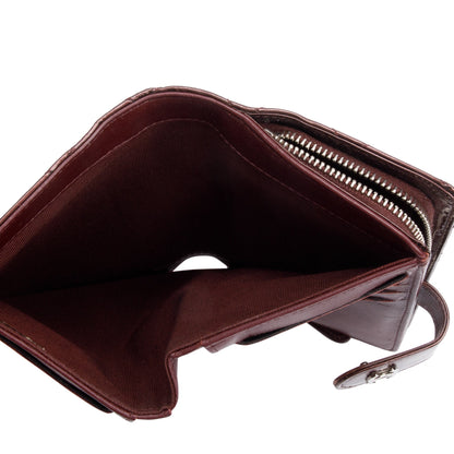 Chanel Burgundy Quilted Patent Leather French Purse Wallet