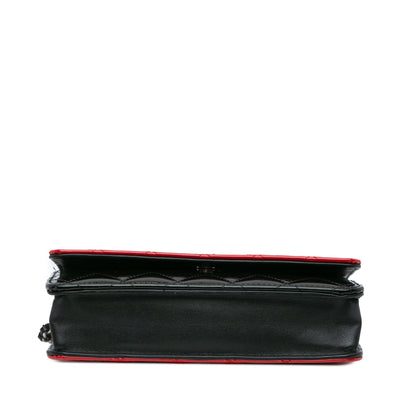 Chanel CC Bicolor Quilted Patent Wallet on Chain