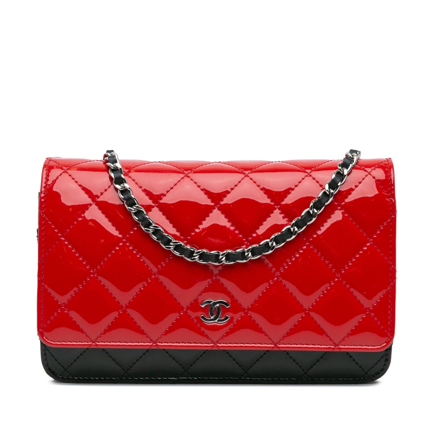Chanel CC Bicolor Quilted Patent Wallet on Chain