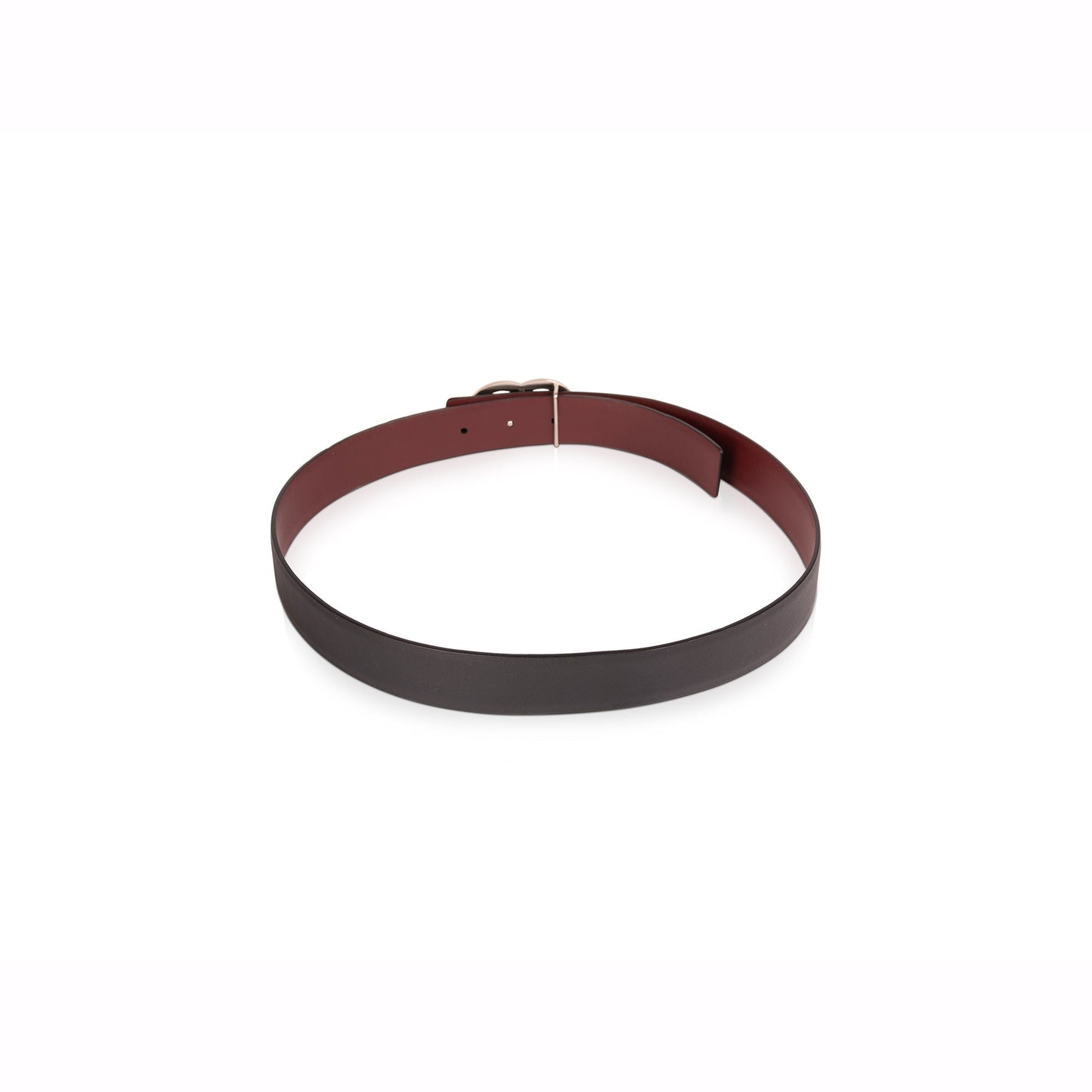 Chanel CC Black & Burgundy Reversible Leather Belt