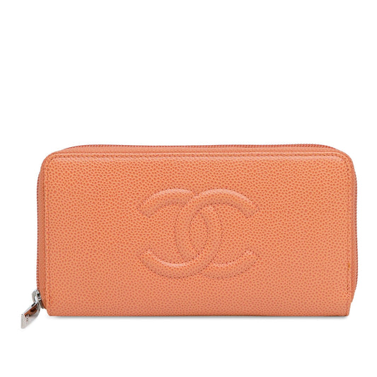 Chanel CC Caviar Leather Zip Around Long Wallet (SHG-M5pi7x)