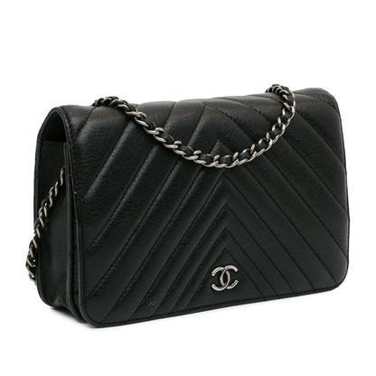 Chanel CC Chevron Calfskin Wallet On Chain (SHG-Q3rRL6)