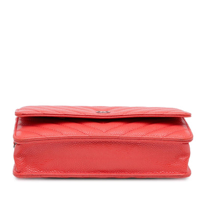 Chanel CC Chevron Caviar Wallet On Chain (SHG-Z8eO2B)