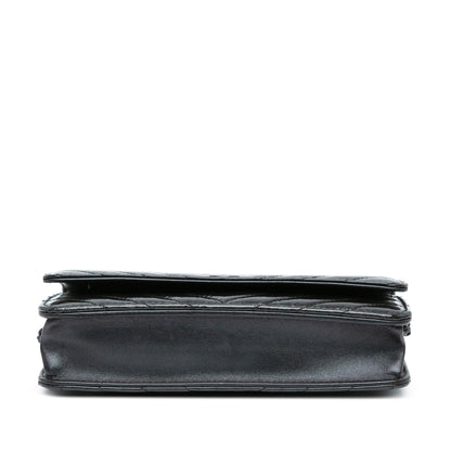 Chanel CC Chevron Quilted Crumpled Calfskin Wallet On Chain