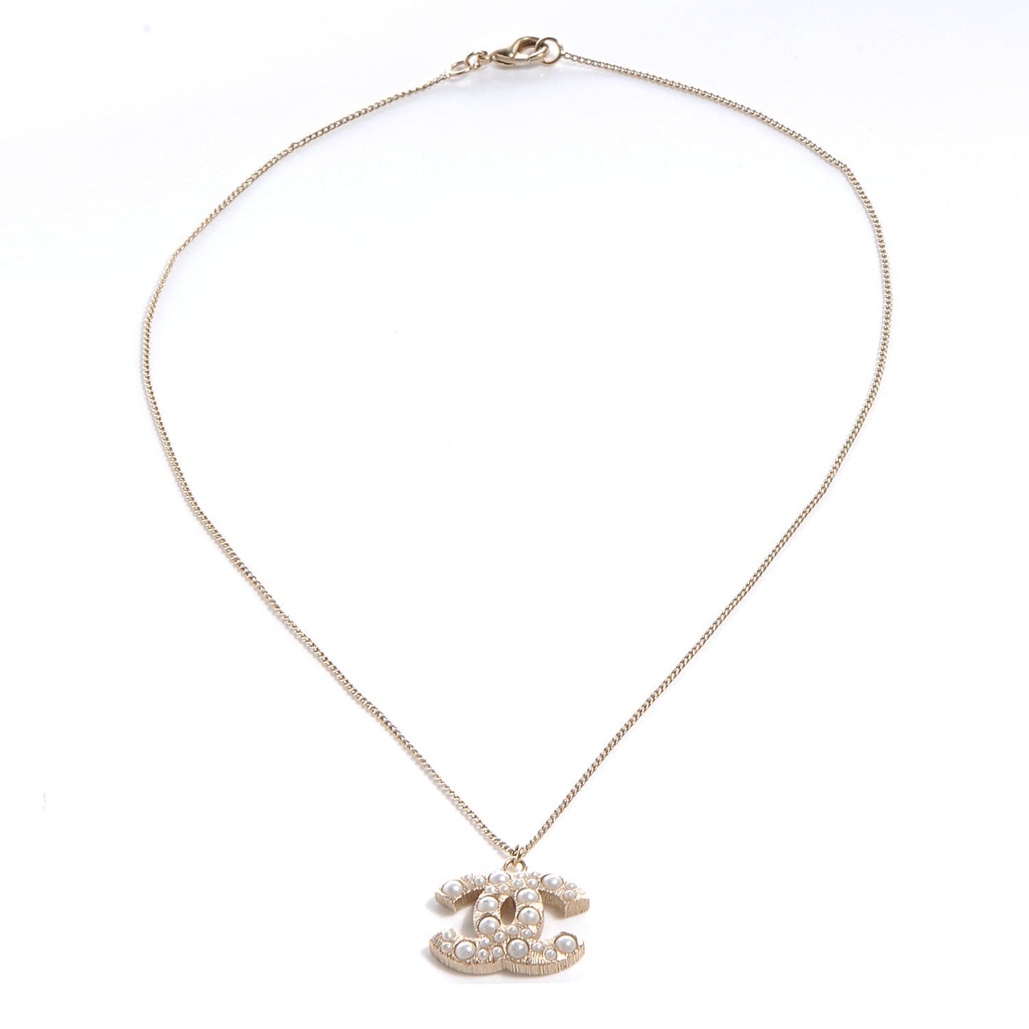 CHANEL CC FAUX PEARL PENDANT NECKLACE