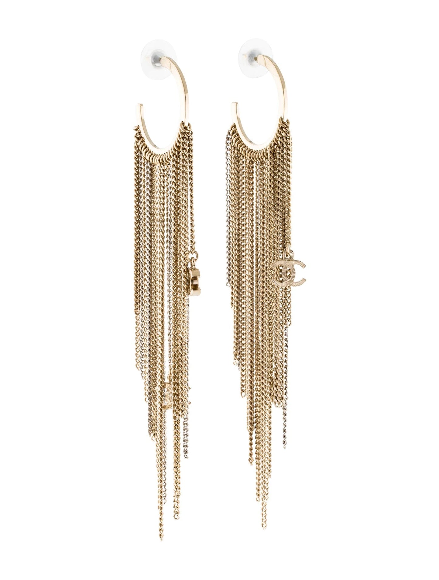 CHANEL CC DROP FRINGE EARRINGS
