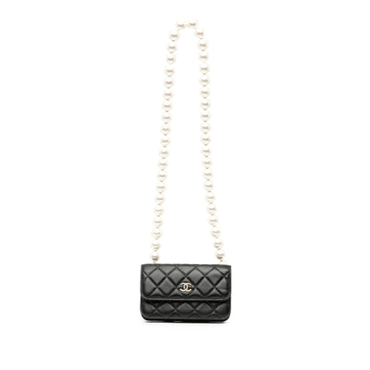 Chanel CC Lambskin About Pearls Card Holder On Chain (SHG-XiJKT4)