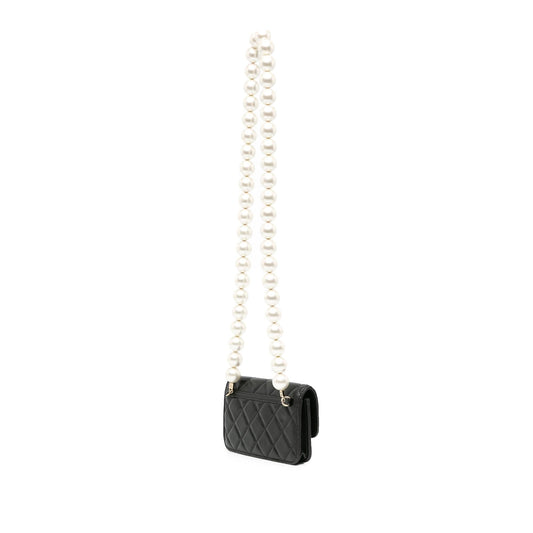 Chanel CC Lambskin About Pearls Card Holder On Chain (SHG-XiJKT4)