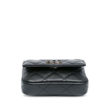 Chanel CC Lambskin Card Holder On Chain (SHG-OR7dwk)