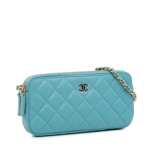 Chanel CC Lambskin Double Zip Wallet on Chain (SHG-UJP8RM)
