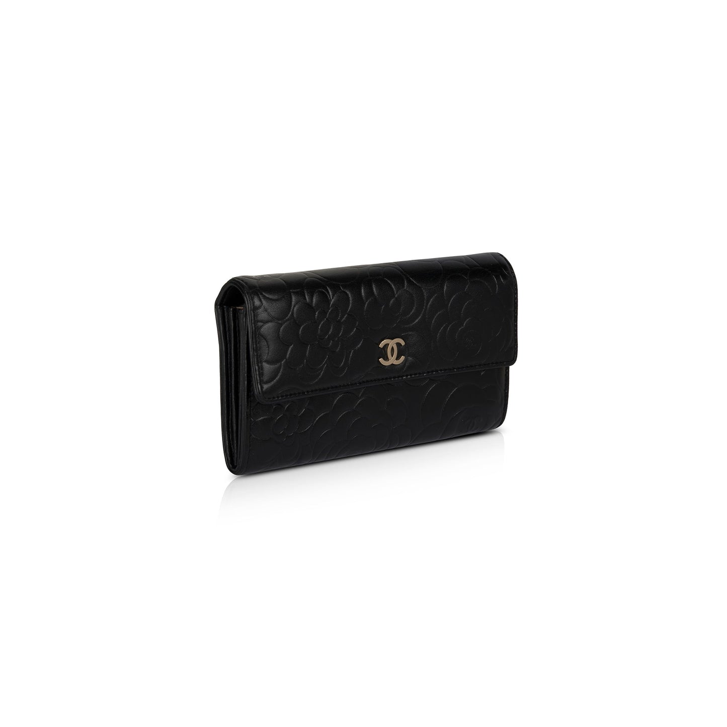 Chanel CC Logo Camelia Leather Wallet