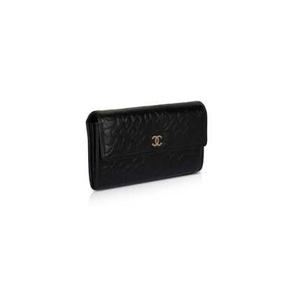 Chanel CC Logo Camelia Leather Wallet