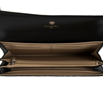 Chanel CC Logo Camelia Leather Wallet