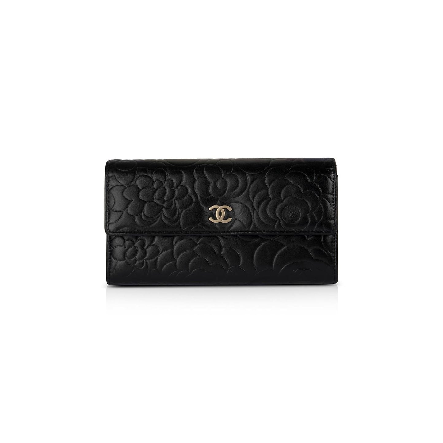 Chanel CC Logo Camelia Leather Wallet