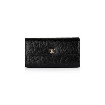 Chanel CC Logo Camelia Leather Wallet
