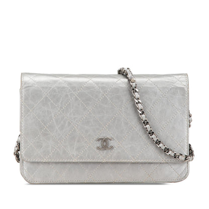 Chanel CC Quilted Aged Calfskin Wallet On Chain