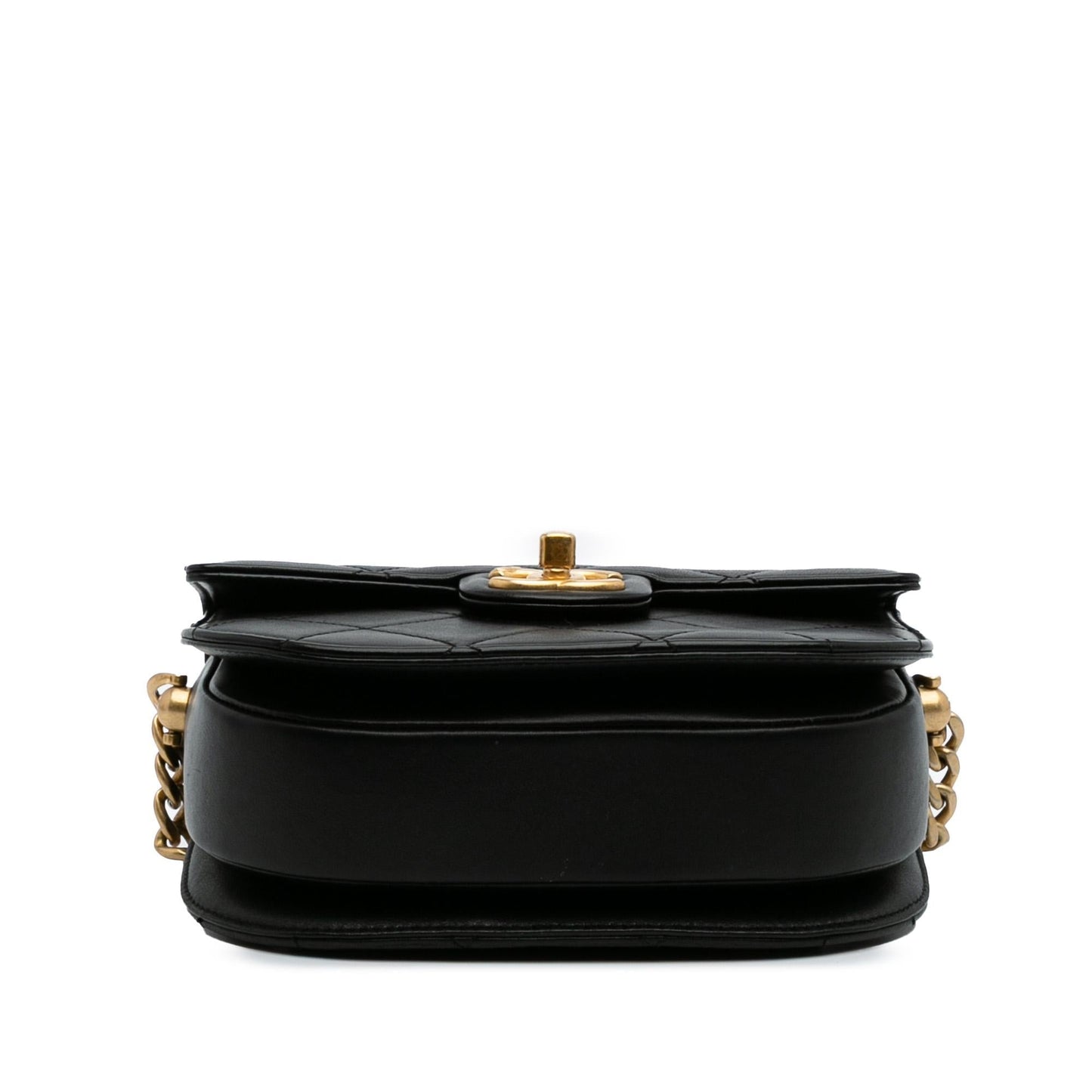 Chanel CC Quilted Calfskin Round Moon Messenger Flap