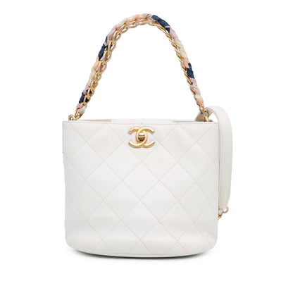 Chanel CC Quilted Caviar Chain Scarf Handle Bucket Bag (SHG-AuAIp1)